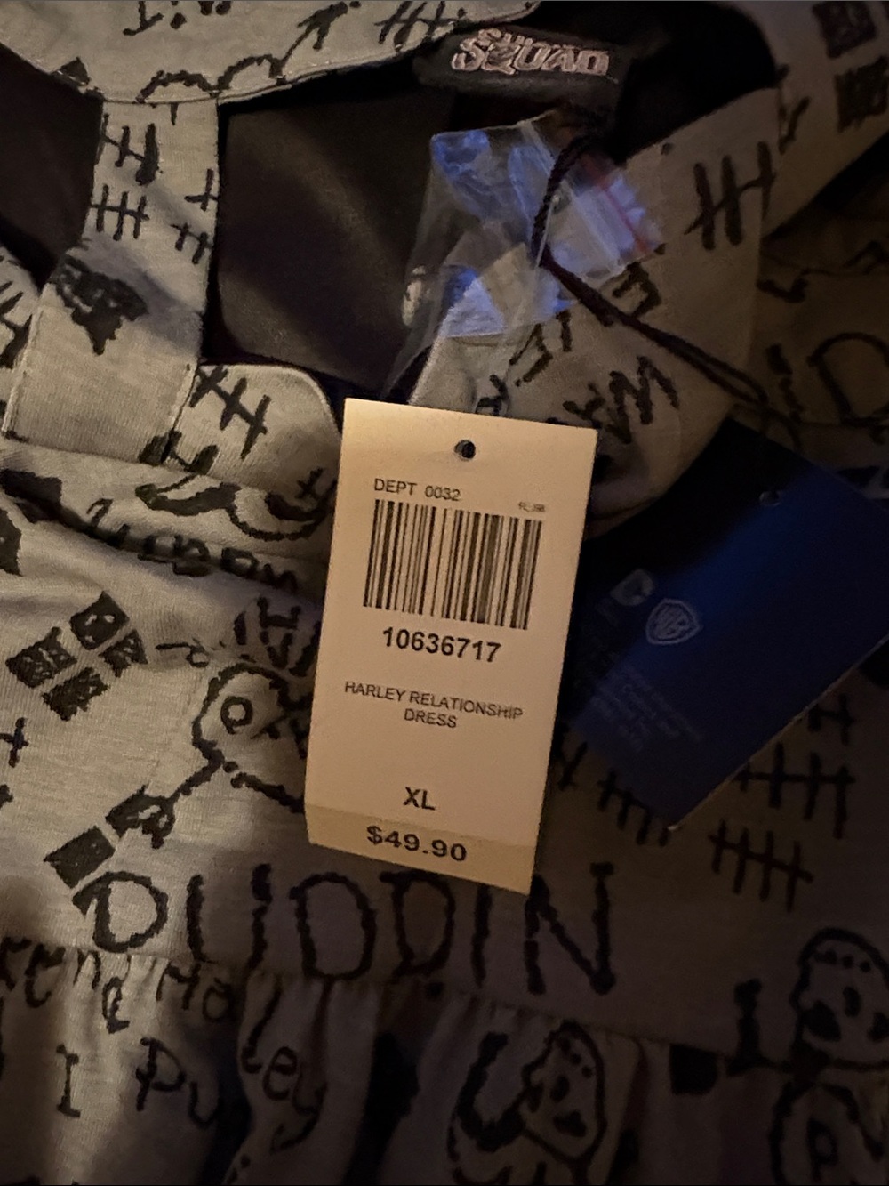 Hot Topic Gray Harley Quinn Print Cutout Skater Dress - Picture 4 of 4